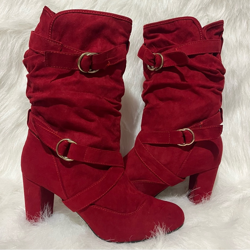 Stylish Red Suede Women's Boots